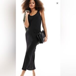 ASOS Satin Slip Dress With Ribbed Neck on the Bias